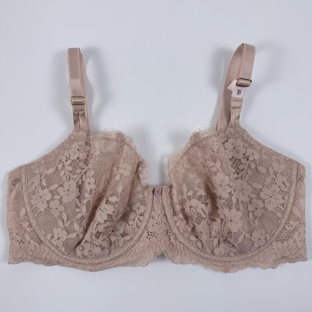Victoria's Secret Dream Angels Beige Nude Lace Unlined Uplift Underwire Bra 36DD